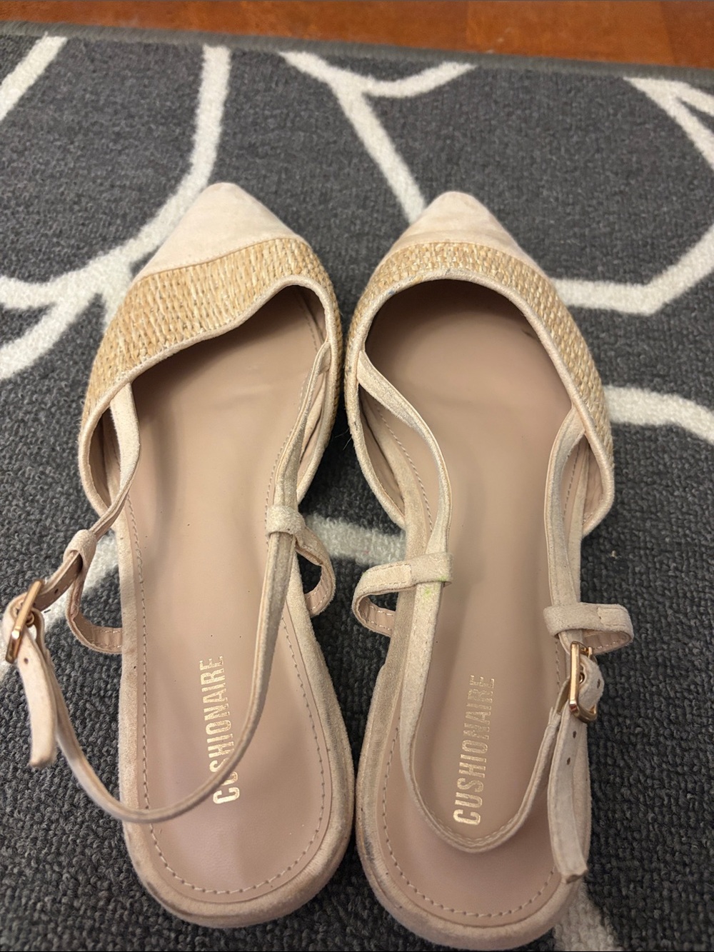 Beige Woven Pointed-Toe Slingback Flats Women - Picture 2 of 10